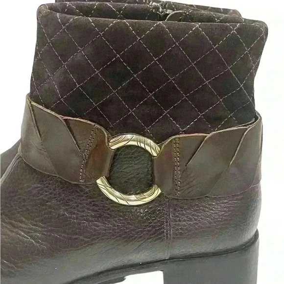 Brighton Johnny Women’s  Brown Woven Leather Booties Size 10 M - Picture 4 of 12